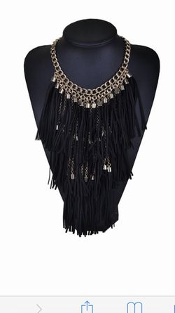 Black fringe necklace