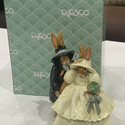 Enesco Donna Little ceramic wedding bunny couple figurine.