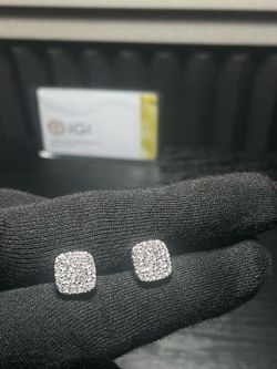 10mm IGI‑Certified Lab‑Grown Diamond Square Cluster Earrings – 1.05 CTW | 925 Silver