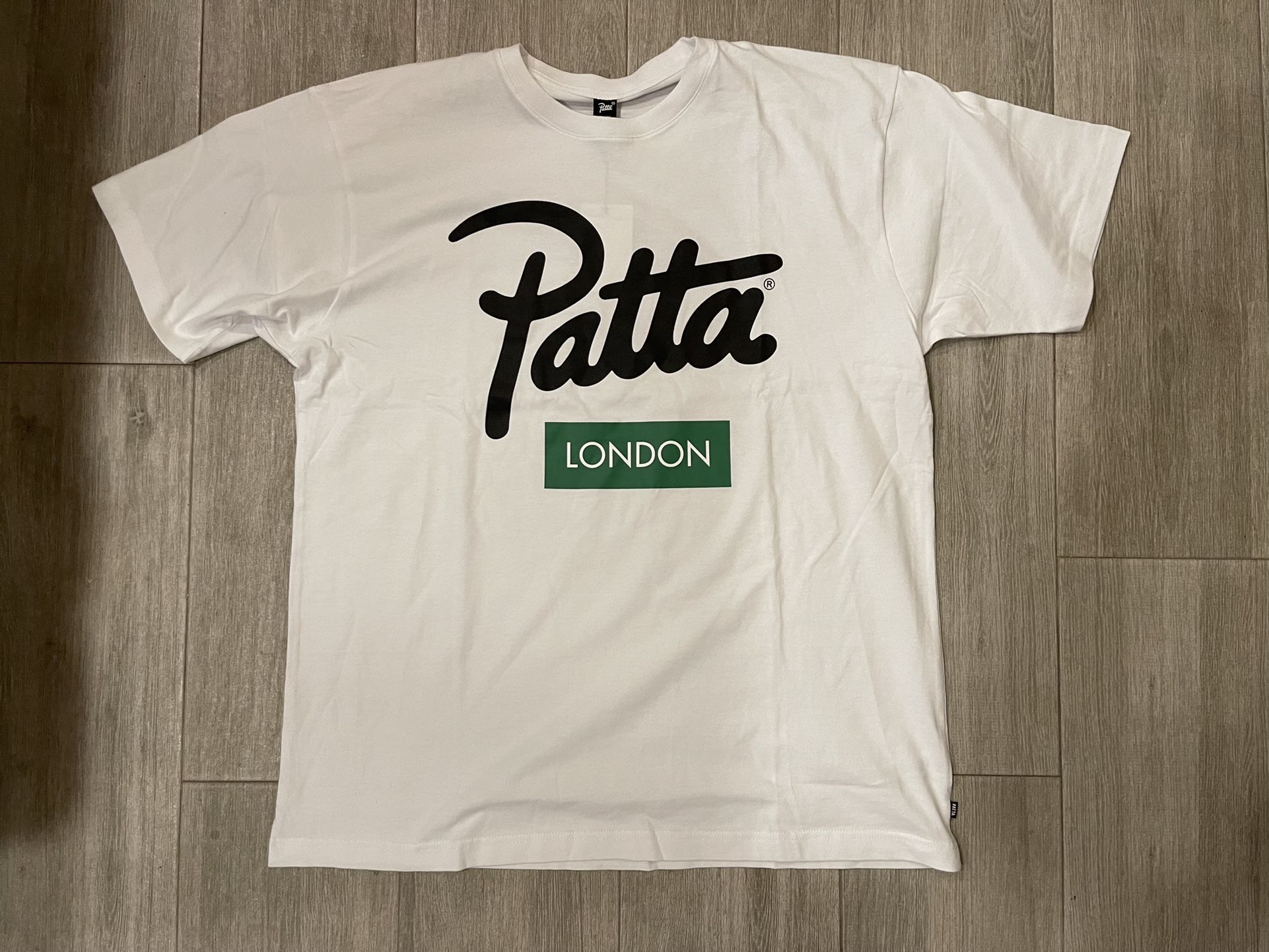 Men's Patta Script Logo London White Green T-Shirt Size XL New with Tags