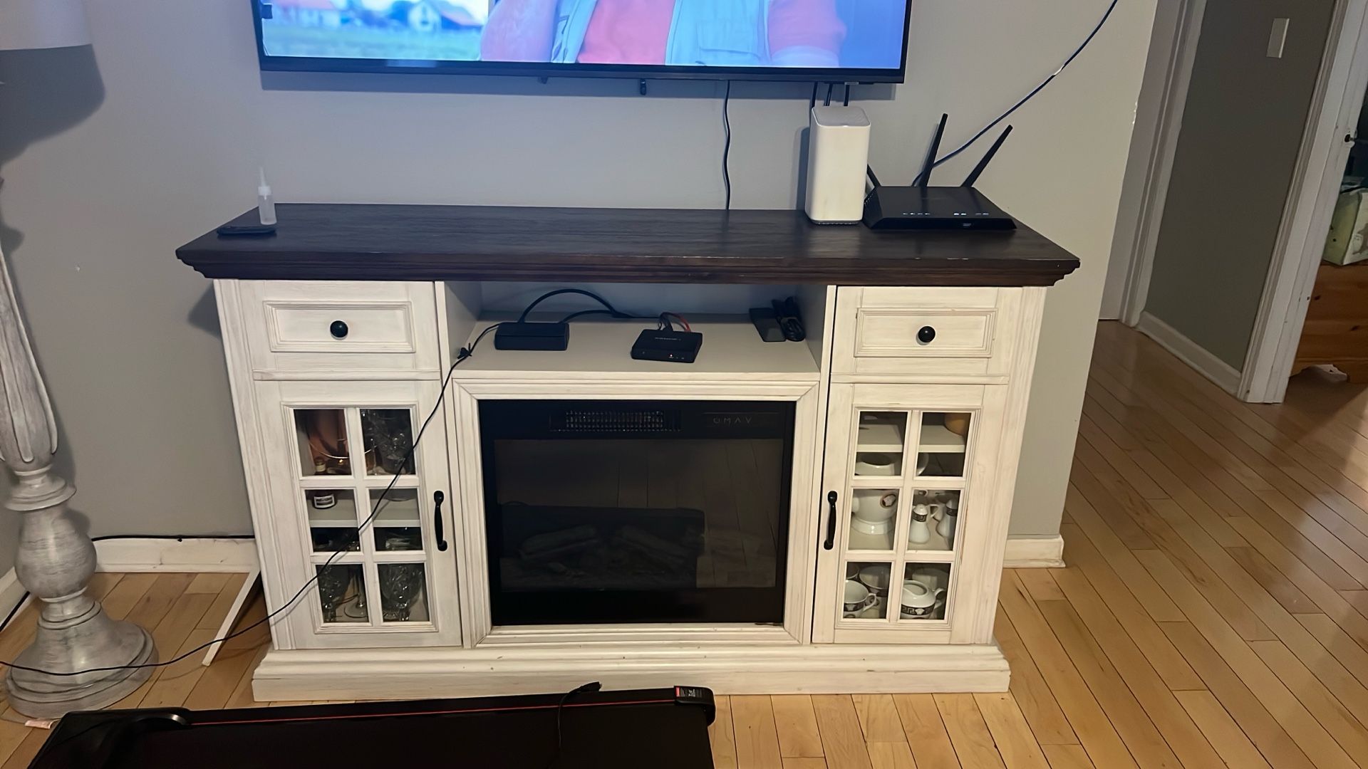 Fire place and Entertainment Center with Shelves