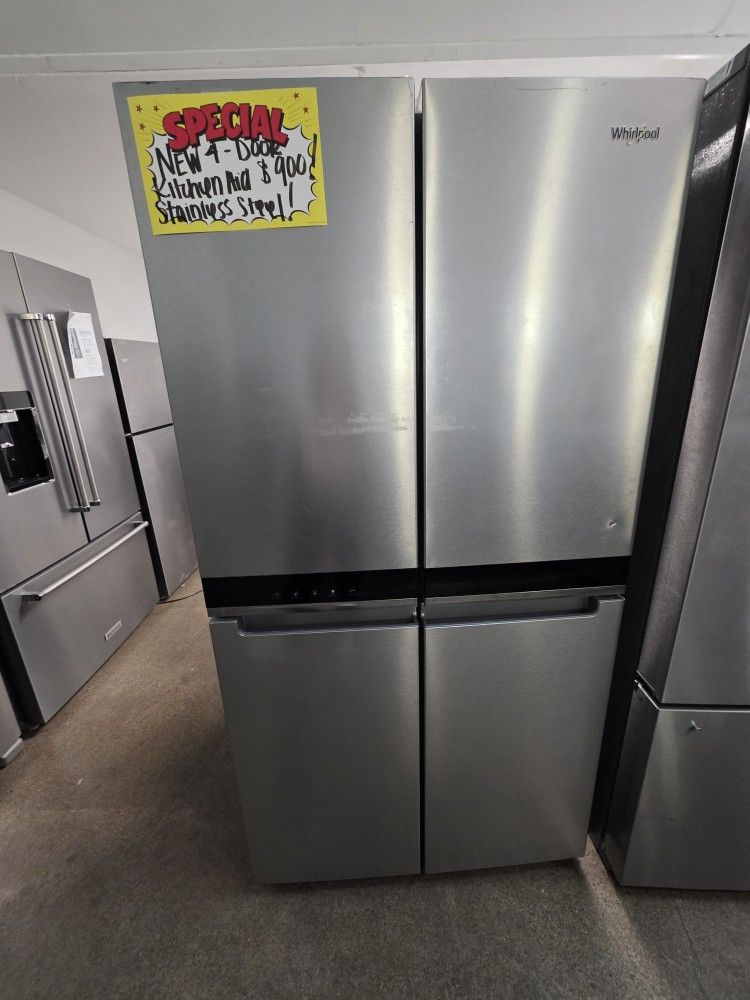 WHIRLPOOL 4 DOOR STAINLESS STEEL REFRIGERATOR 