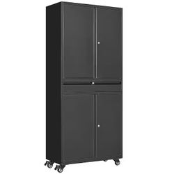 ❤️‍🔥31.5 in. W x 72.8 in. H x 15.7 in. D Adjustable 2-Shelf Steel Freestanding Cabinet with 4 Door Drawer on Wheel in Black$120