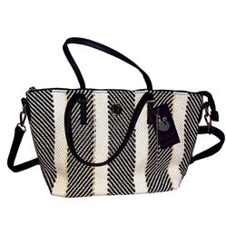 Gloria Vanderbelt Multi Stripe Woven Large Satchel Bag