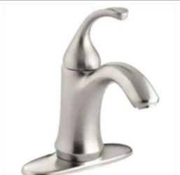 KOHLER Forte Single Hole Single-Handle Low-Arc Water-Saving Bathroom Faucet in Vibrant Brushed Nickel