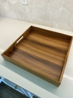 Crate & Barrel Acacia Square Serving Tray 