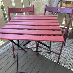 Red Wooden Table Set 