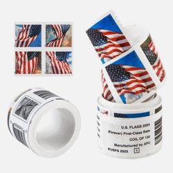 10 Roll US Flag 2024 USPS Forever Postage Stamps Total 1000 Stamps