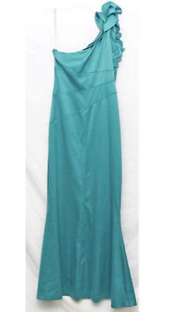 JESSICA SIMPSON FOR DAVID'S BRIDAL JUNIOR'S TEAL SATIN LONG STRETCH GOWN~SIZE 11