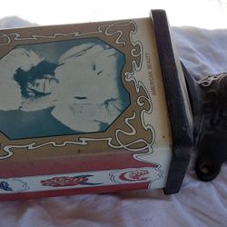 Vintage American Beauty Coffee Grinder Wall Mounted Cast Iron Tin

