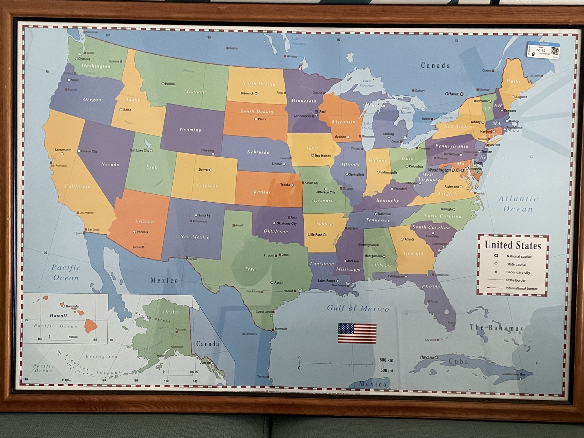 Framed United States Map