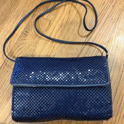 Vintage 60s 'Whiting and Davis' Navy Metal Mesh Shoulder Bag