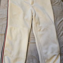 Mizuno YXL White Blue & Red striped Softball Pants