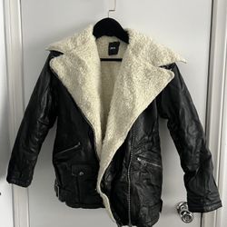asos fleece lined faux leather jacket