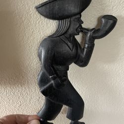 Industrias Akios Hand Carved Black  Wooden Peru Man Wall Hanging Wood Sculpture  Peru 