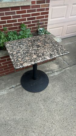  Indoor Outdoor Square Granite Table With Round Metal Base 