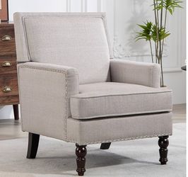 Yogald - Sillón decorativo vintage, cómoda silla de lectura tapizada con ribete de clavos, sofá de granja, silla costera de esquina individual para sa
