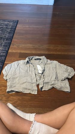 Gray/brown-ish Cropped Button Up 
