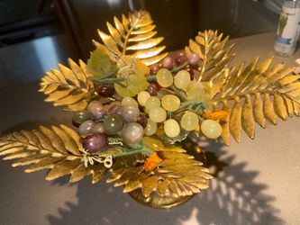 Vintage Gold Metal Grape Centerpiece Bowl – Hollywood Regency Decor