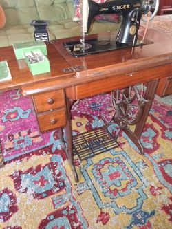 Antique Singer Treadle Sewing Machine with Cabinet