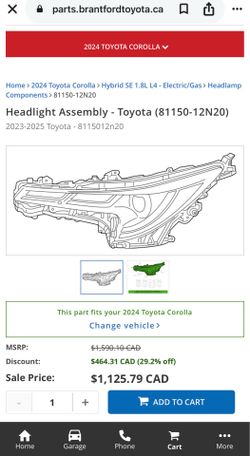 Toyota Corolla Headlight Assembly - Toyota (81150-12N20) 2023-2025
