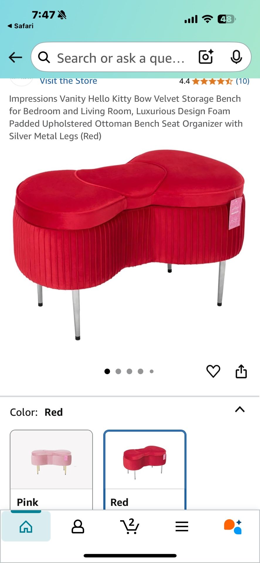Hello Kitty Bow Storage Bench