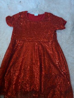 Girls red sequence dress size 8-9