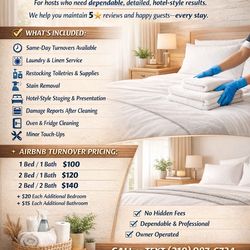 Airbnb turnovers/ housekeeping