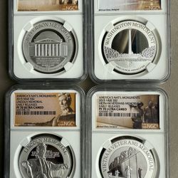 Set Of 4 1oz NGC PF70 ULTRA CAMEO 2015 AMERICA’S NAT’L MONUMENTS SILVER COIN 
