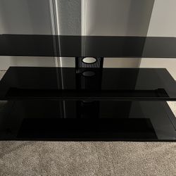Black Glass And Metal 48” TV Stand