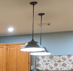 16 Inch wide X 10 Inch tall Bronzed Pendant Hanging Light. Z-Lite Riviera