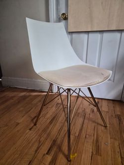 White Shell Chair with Gold Metal Legs