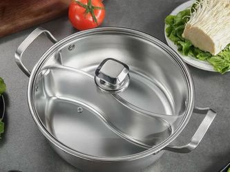 Brand New 316 Stainless Steel Hot Pot / Yin Yang Hot Pot  Brand new, never used. Made of 316 stainless steel. Perfect for hot pot with two different s