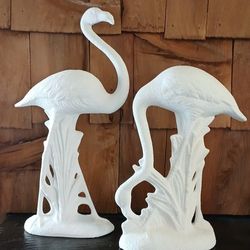 Vintage Huge Retro Flamingo Statue Pair