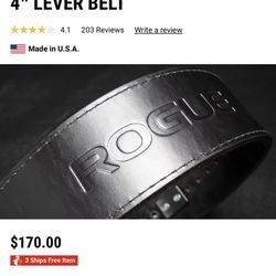 ROGUE BLACK LEATHER 13MM - 4" LEVER BELT