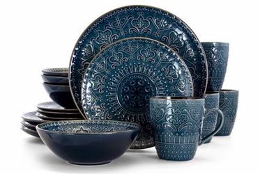 Elama Deepsea Mozaic 15 Piece Round Stoneware Dinnerware Set