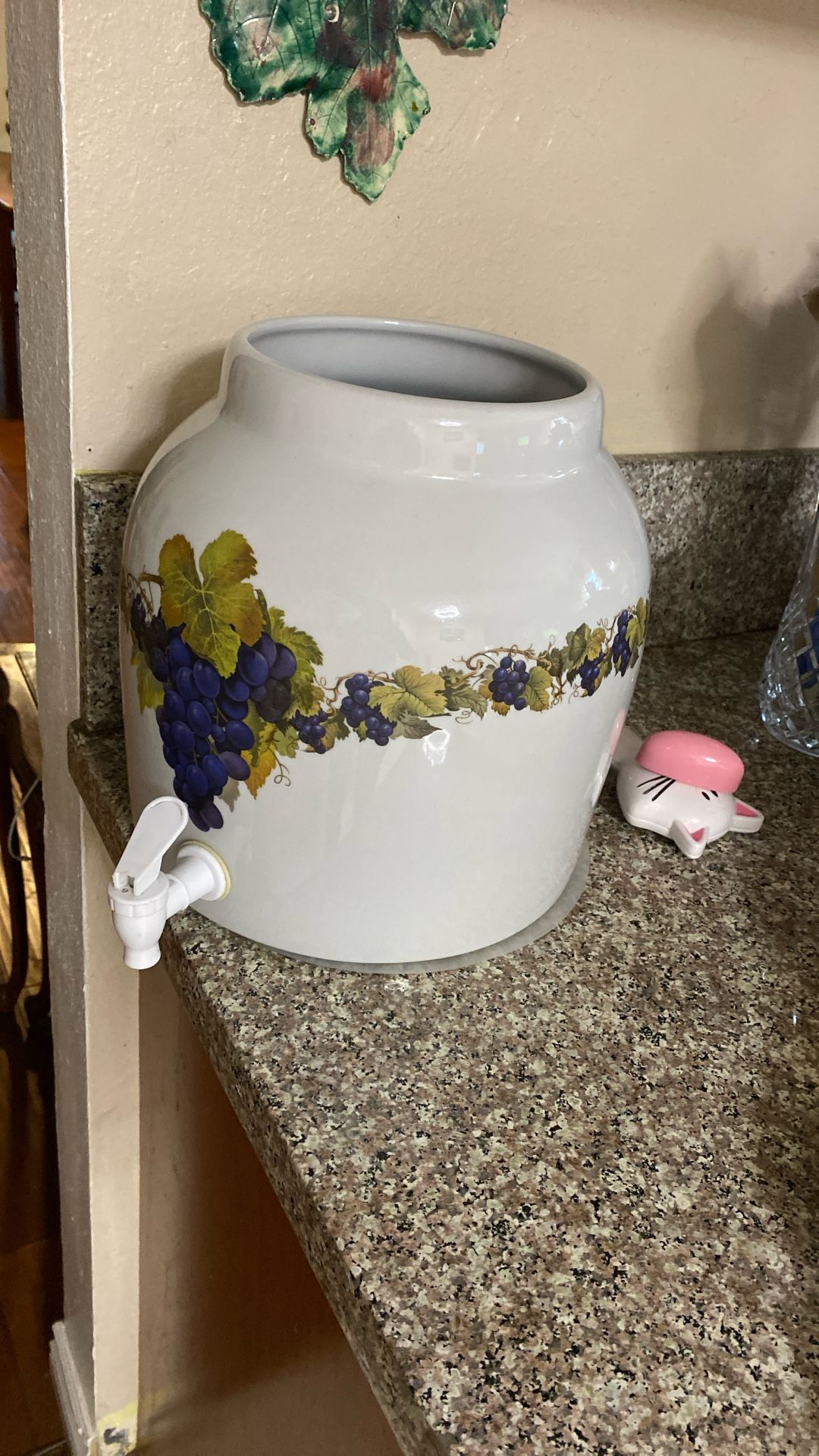 Ceramic Beverage Dispenser W/ Grapes Design $28