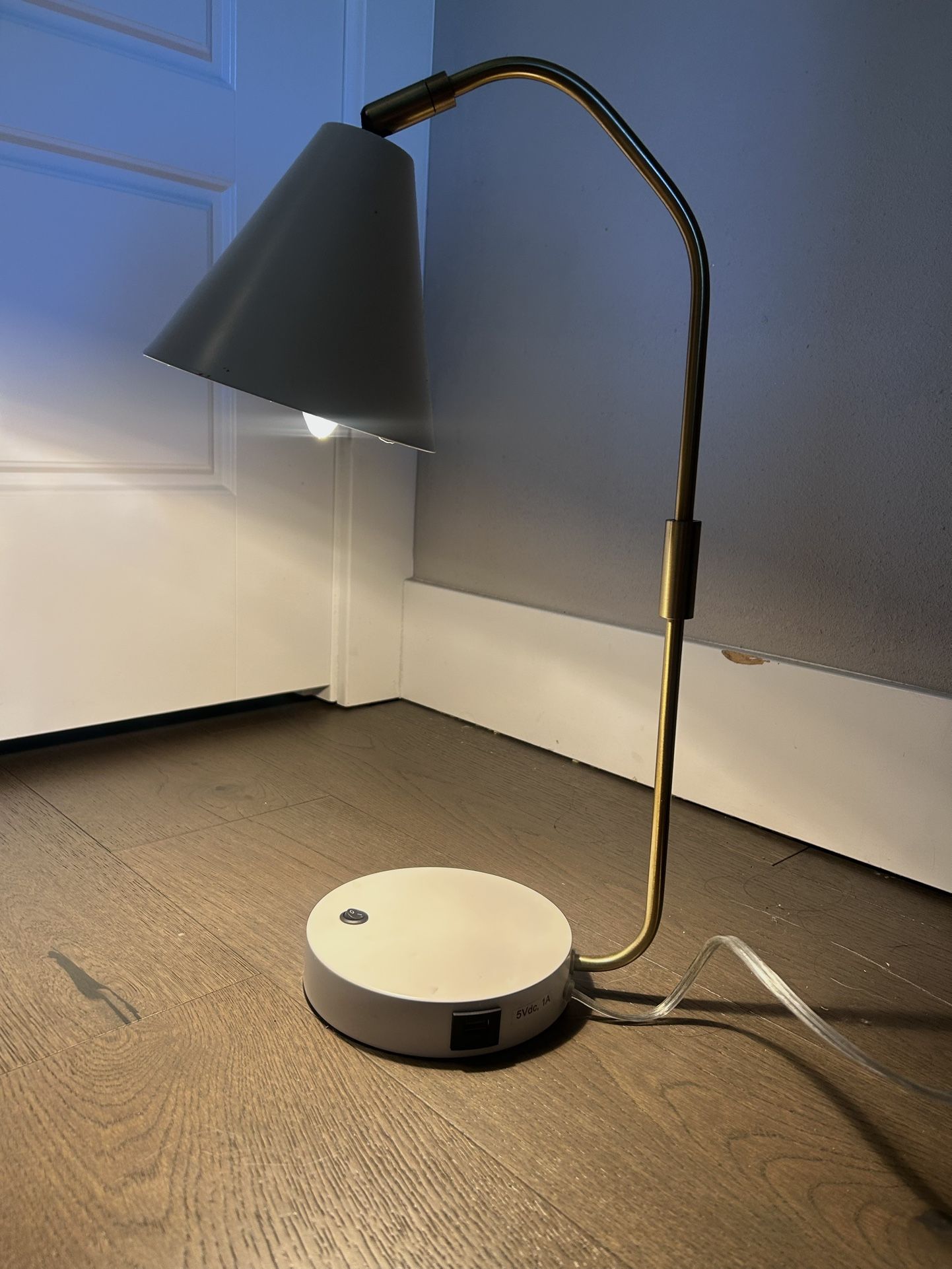 Adjustable White Gold Side Table Lamp