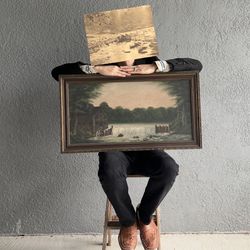 Antique Wet Windmill Painting 