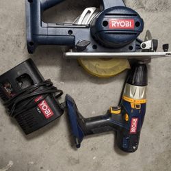 Ryobi Power Tool Set, Drill Driver, 18v Saw, Battery Charger