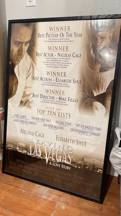 Original 1996 Leaving Las Vegas movie poster starring Nicolas Cage and Elisabeth Shue.