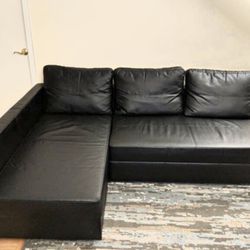 black leather friheten sleeper sofa bed - Can Deliver