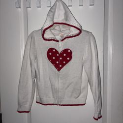 Gymboree Girls 5-6 Vintage Valentines Day Heart Collection Full Zip Hoodie White
