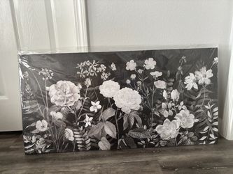 Black and White Floral Canvas Wall Art