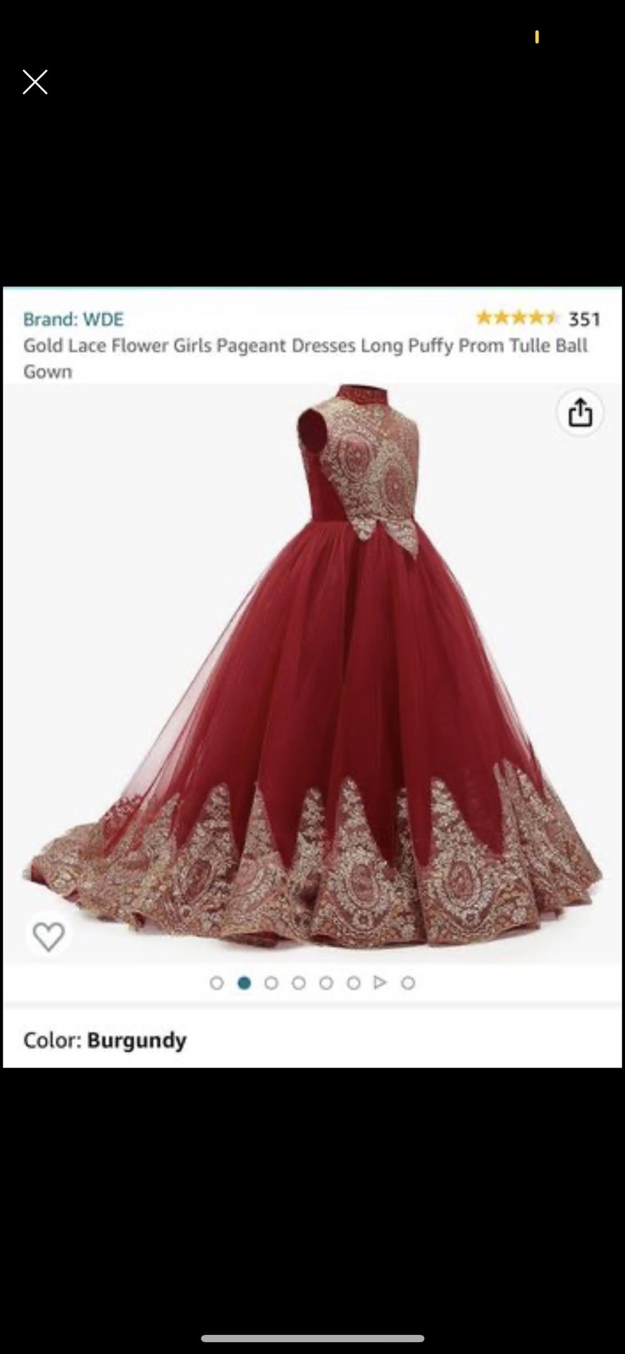 Girls Fancy Red And Gold Party Dress 10/12 