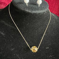 Gold Crystal Choker Necklace Chain with Round Crystal