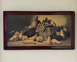 Old framed fruit artwork (30.5 in. X 16.5 in)