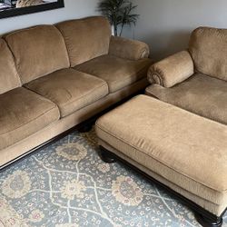 Couch & Oversized Chair With Ottoman 