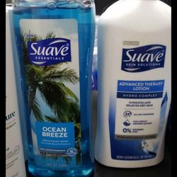 Suave body wash and lotion
