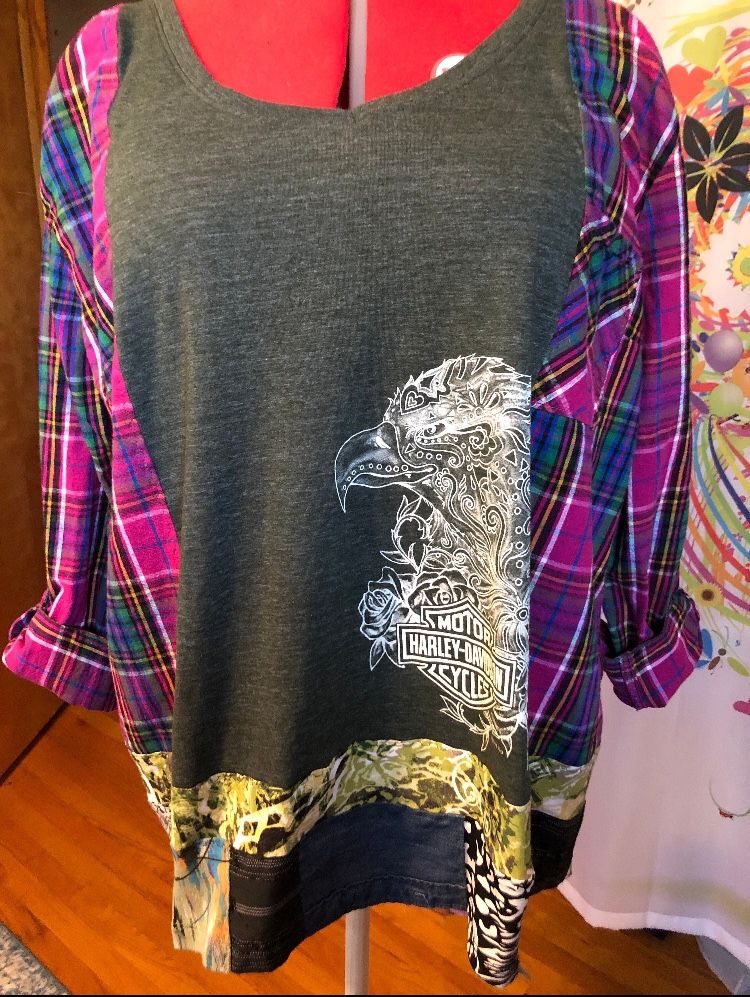 Harley Davidson Upcycled/Reworked Top